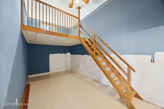 a view of a terrace next to a building