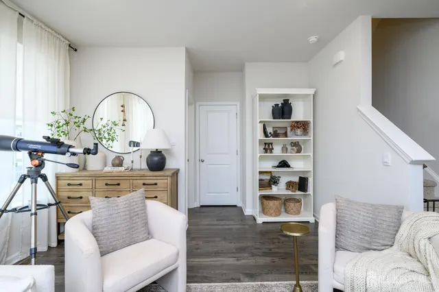 a living room with furniture