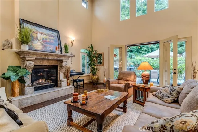 a living room with furniture or couch and a potted plant
