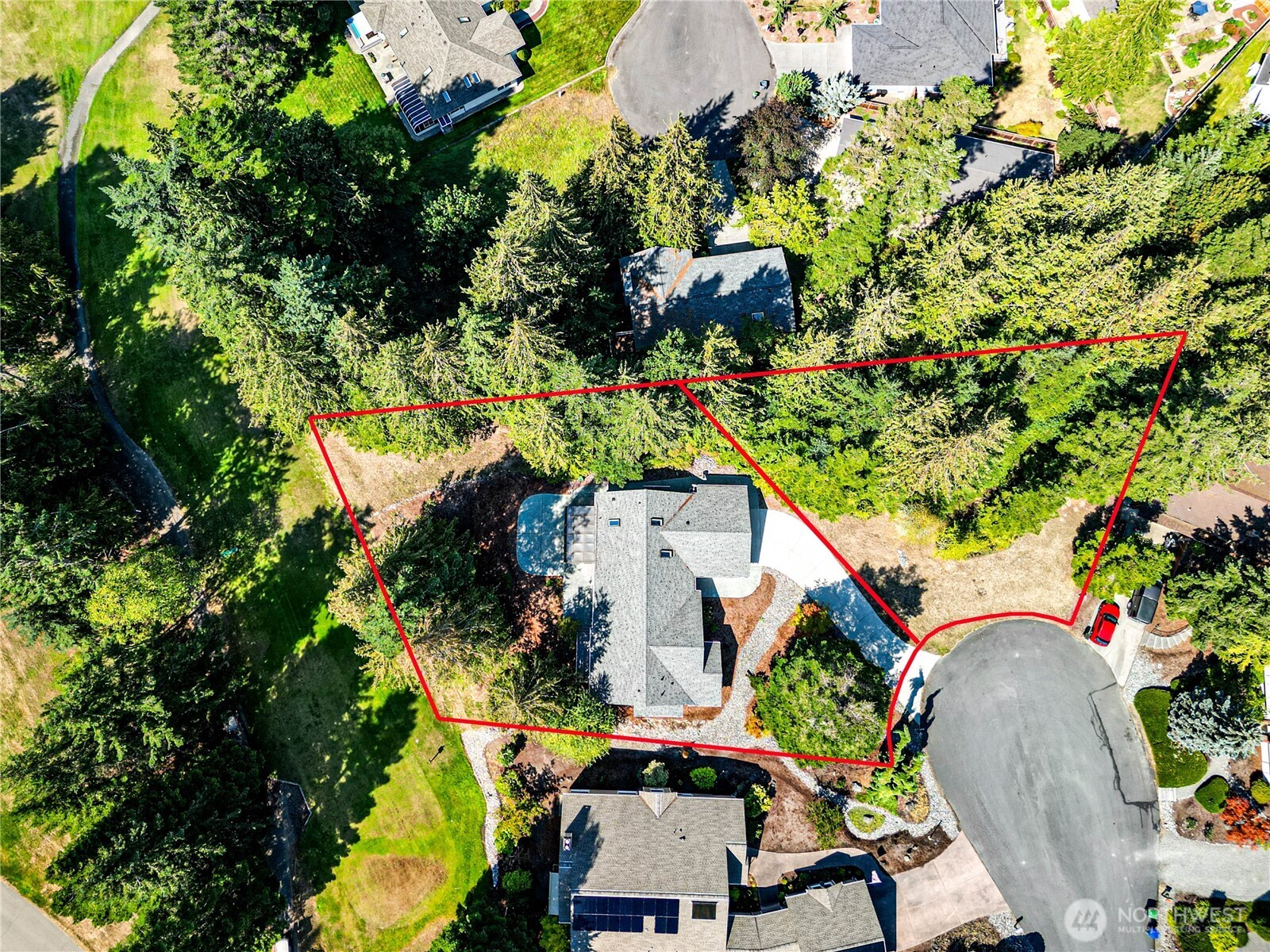 109 Vancouver Place Sequim, WA 98382 - Photo 38 of 40 an aerial view of a house with a yard basket ball court and outdoor seating