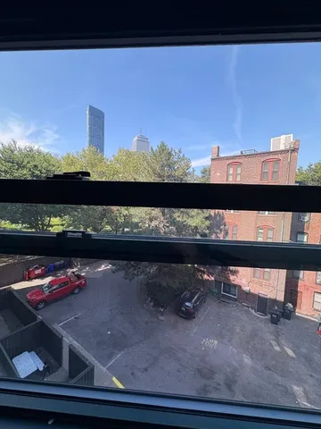 a view of a lake from a window