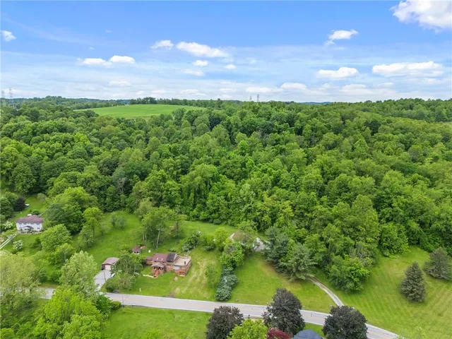 a view of green field with trees in the background