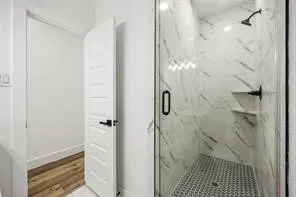 a bathroom with a shower