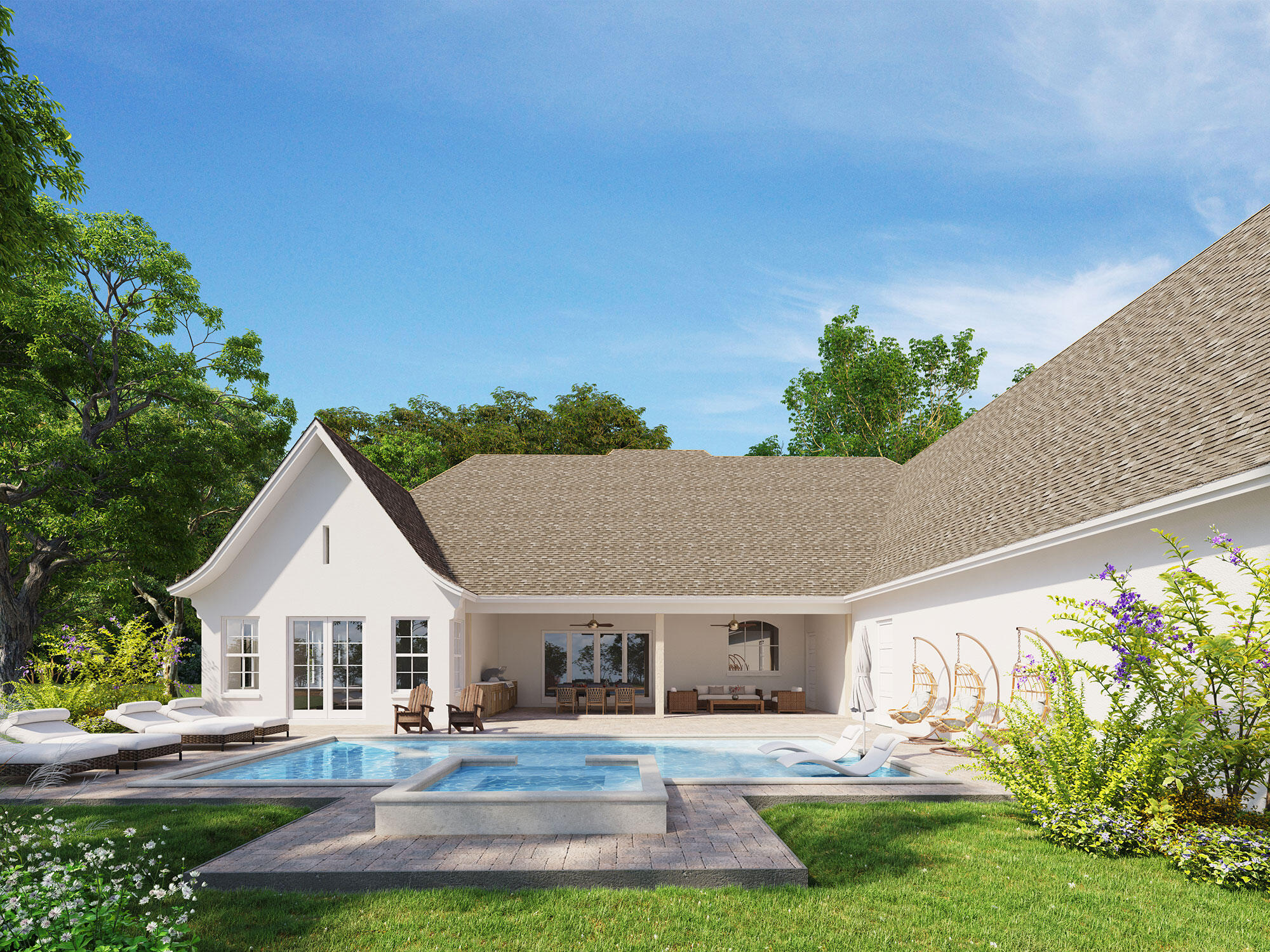 Lot 7 Seclusion Way Santa Rosa Beach, FL 32459 - Photo 4 of 15 a front view of a house with a yard and potted plants