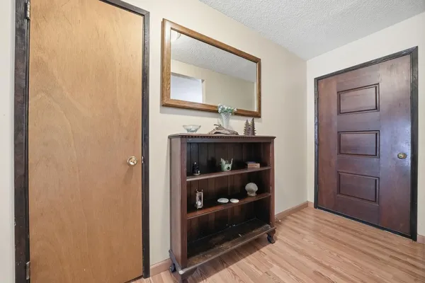 a view of a cabinet and mirror