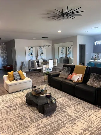 a living room with furniture