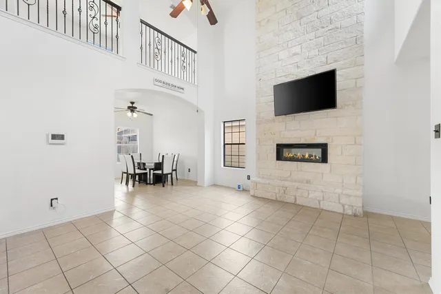 a view of livingroom with furniture and fireplace