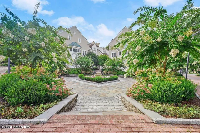 a view of a garden with pathway