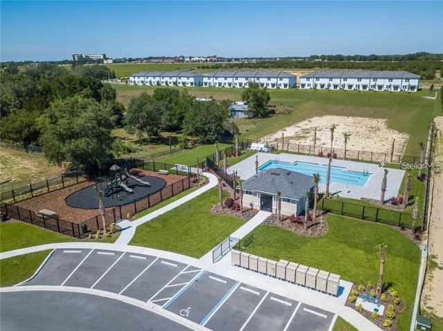 an aerial view of a house