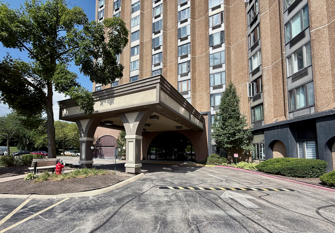 a front view of a building