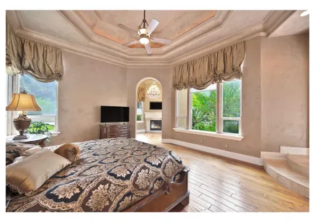 a bedroom with a bed and a closet