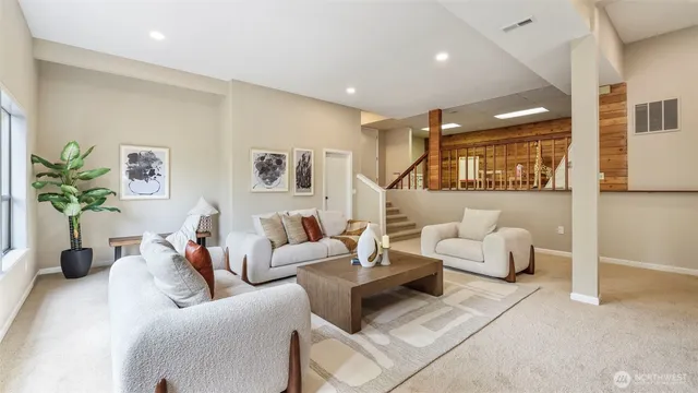 a living room with furniture