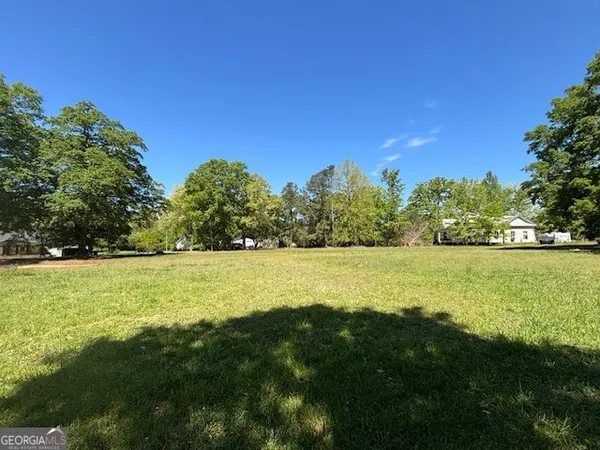 a view of a yard with a lake view