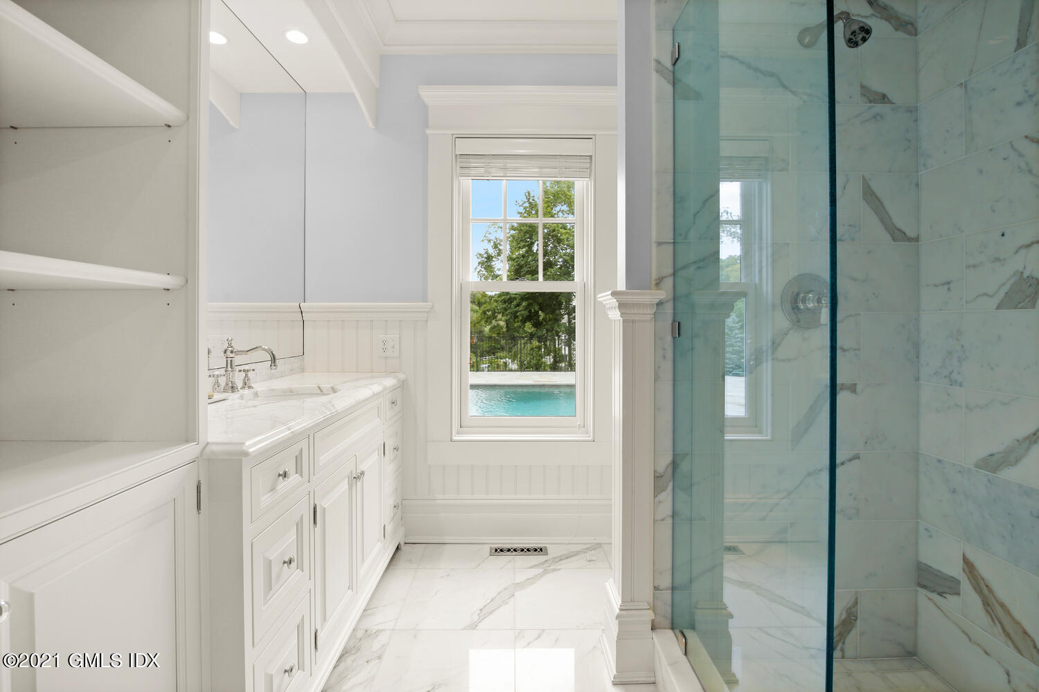 16 Dingletown Road Greenwich, CT 06830 - Photo 18 of 35 a spacious bathroom with a shower and a sink