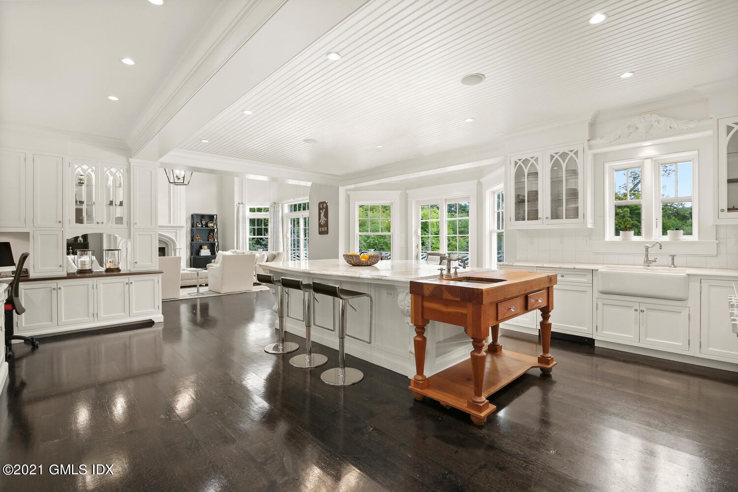 16 Dingletown Road Greenwich, CT 06830 - Photo 9 of 35 a living room with furniture a large window with kitchen view and living room view
