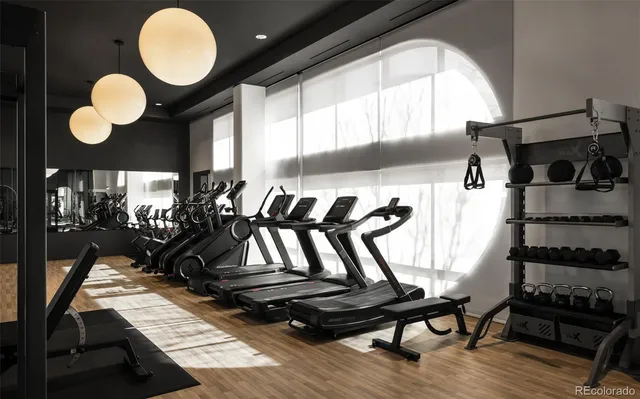 a view of a room with gym equipment