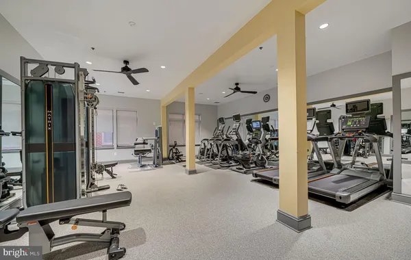 a view of a room with gym equipment