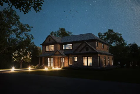 a couple of cars parked in front of a house