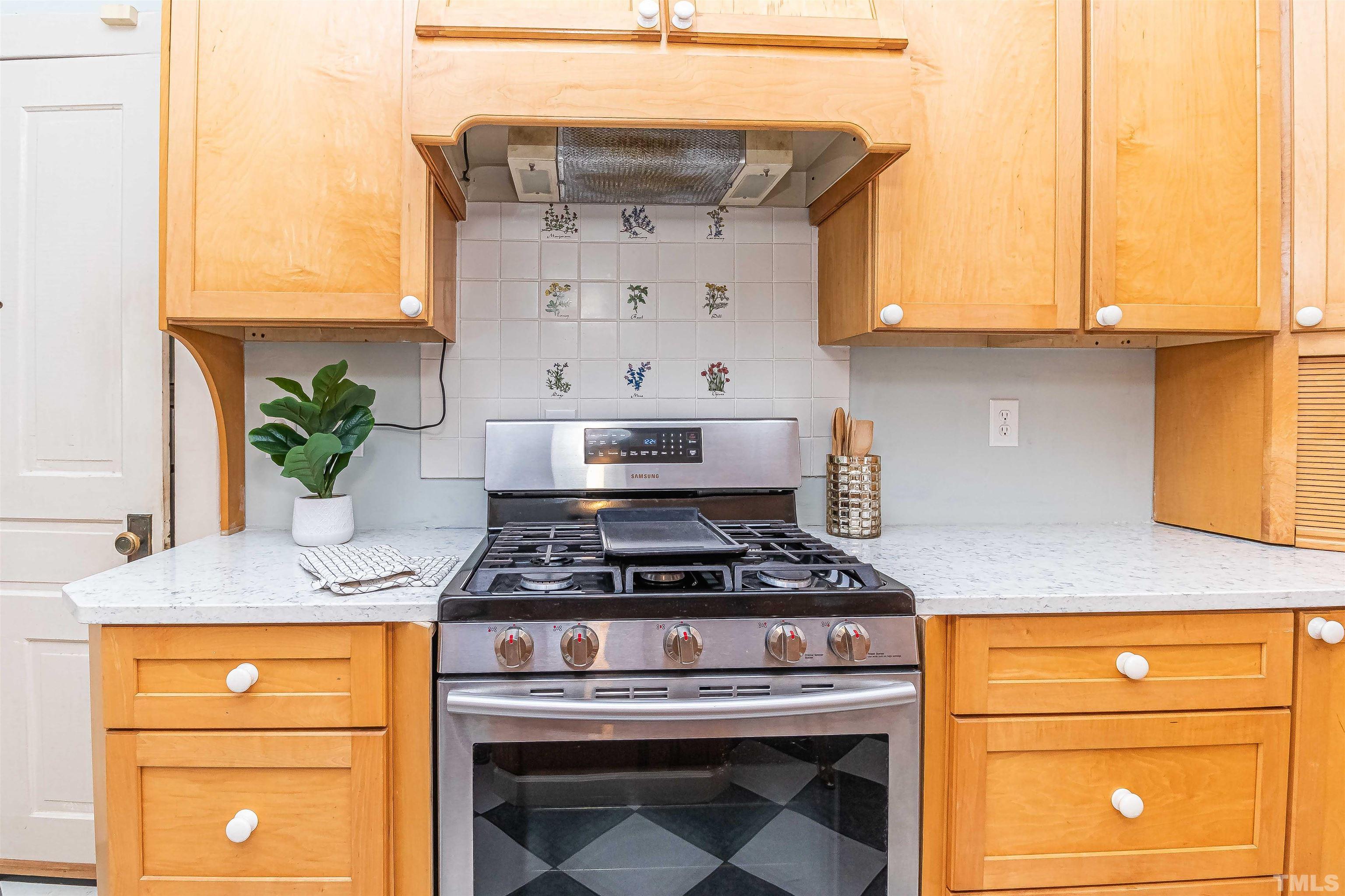 111 South George Street Goldsboro, NC 27530 - Photo 48 of 51 a kitchen with stainless steel appliances granite countertop white cabinets and a stove