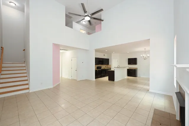 a view of a livingroom with a fireplace