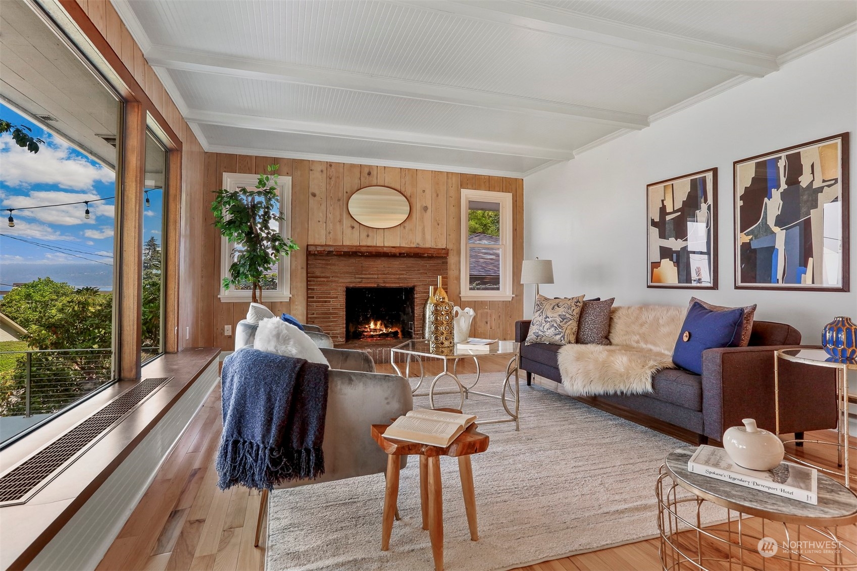 3245 Northwest Esplanade Seattle, WA 98117 - Photo 13 of 38 a living room with furniture and a fireplace