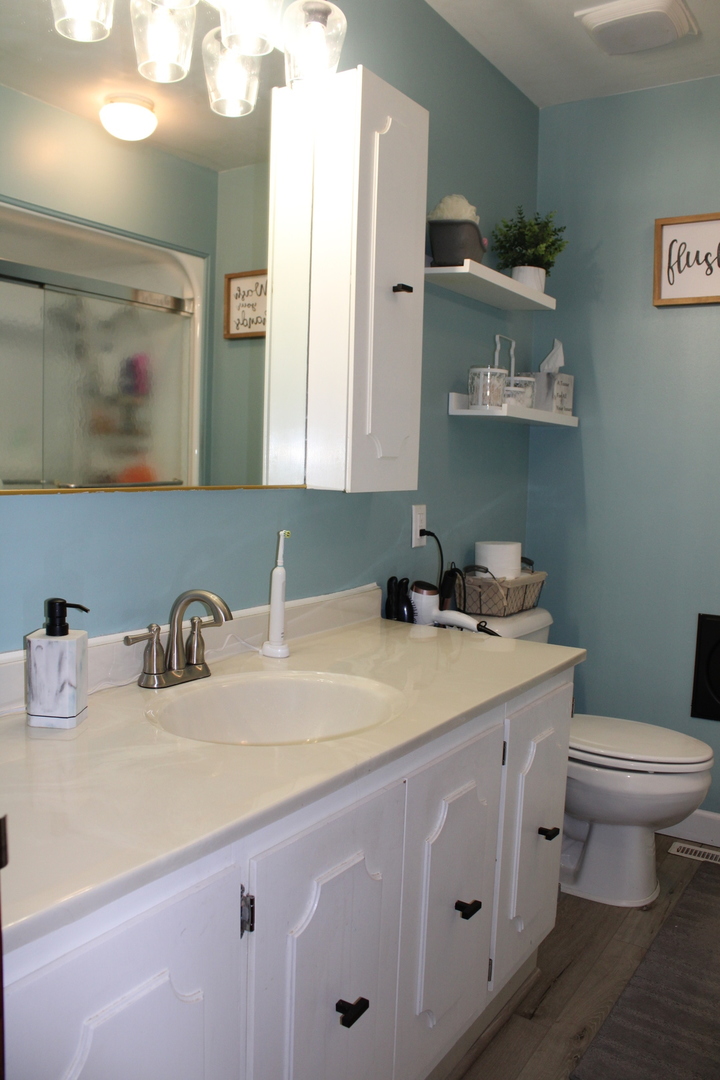 11658 Deerpath Road Sycamore, IL 60178 - Photo 24 of 37 a bathroom with a sink a toilet and a mirror