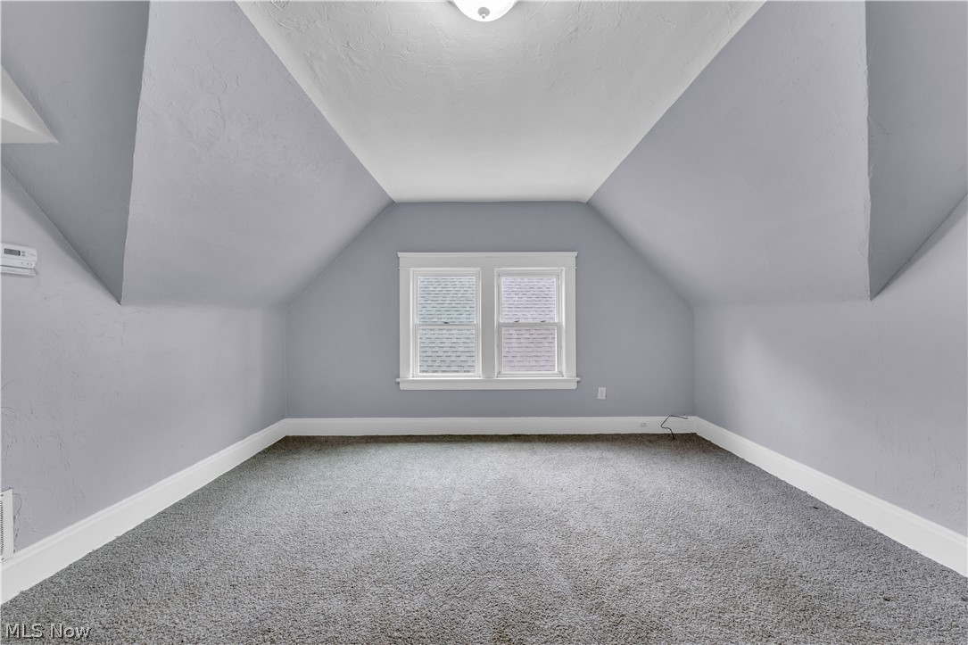 13609 Blenheim Road Cleveland, OH 44110 - Photo 19 of 20 Additional living space with vaulted ceiling and carpet flooring