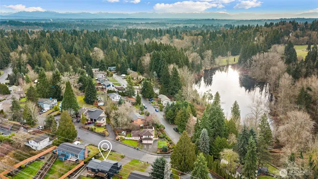 a view of lake with mountain