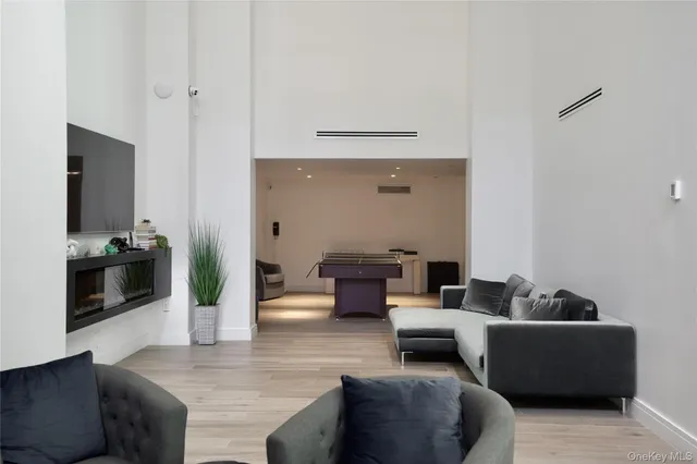 a living room with a table