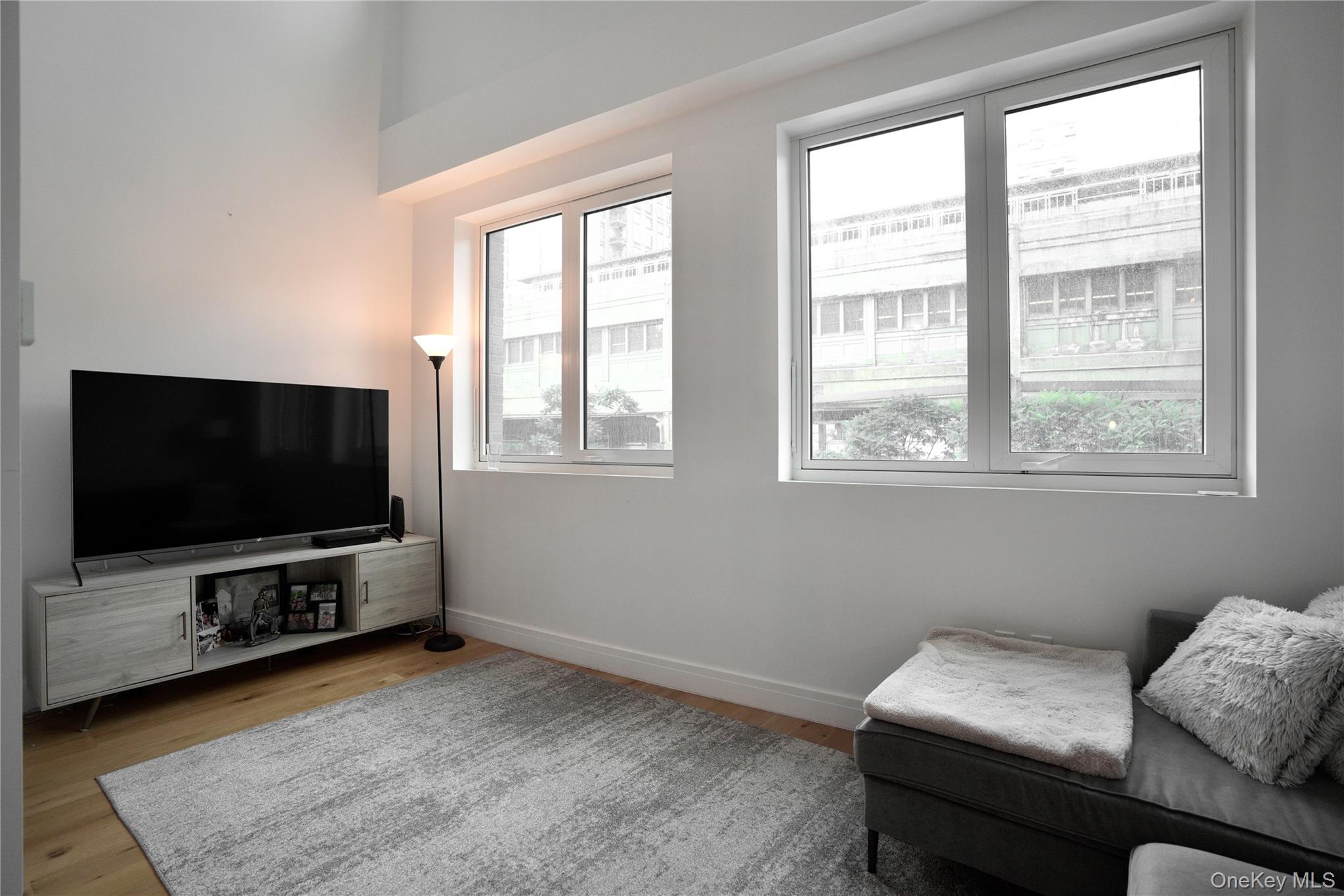 24-16 Queens Plaza South, Unit 2D Queens, NY 11101 - Photo 7 of 28 a living room with furniture and a flat screen tv
