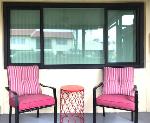 a view of pool and outdoor space