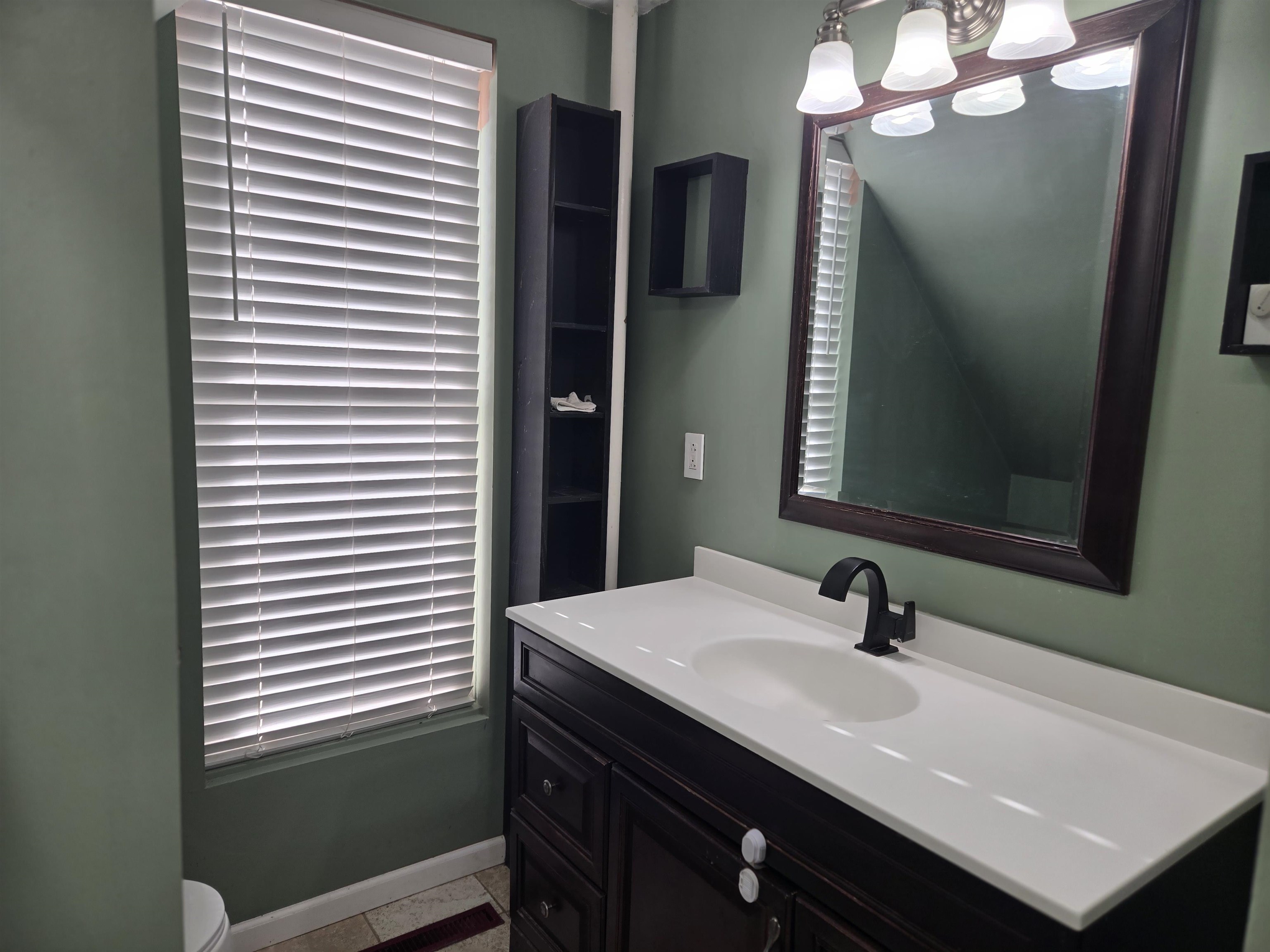 732 West 2nd Street Byron, IL 61010 - Photo 8 of 22 a bathroom with a sink and a mirror