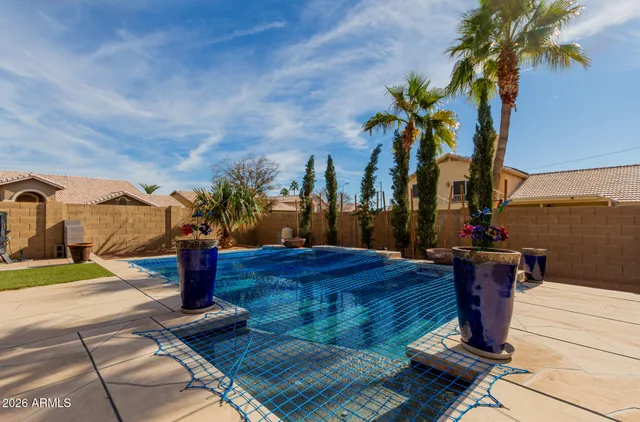 a view of a terrace with potted plants