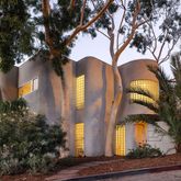 a building view with a garden