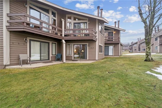 a view of a building with a garden