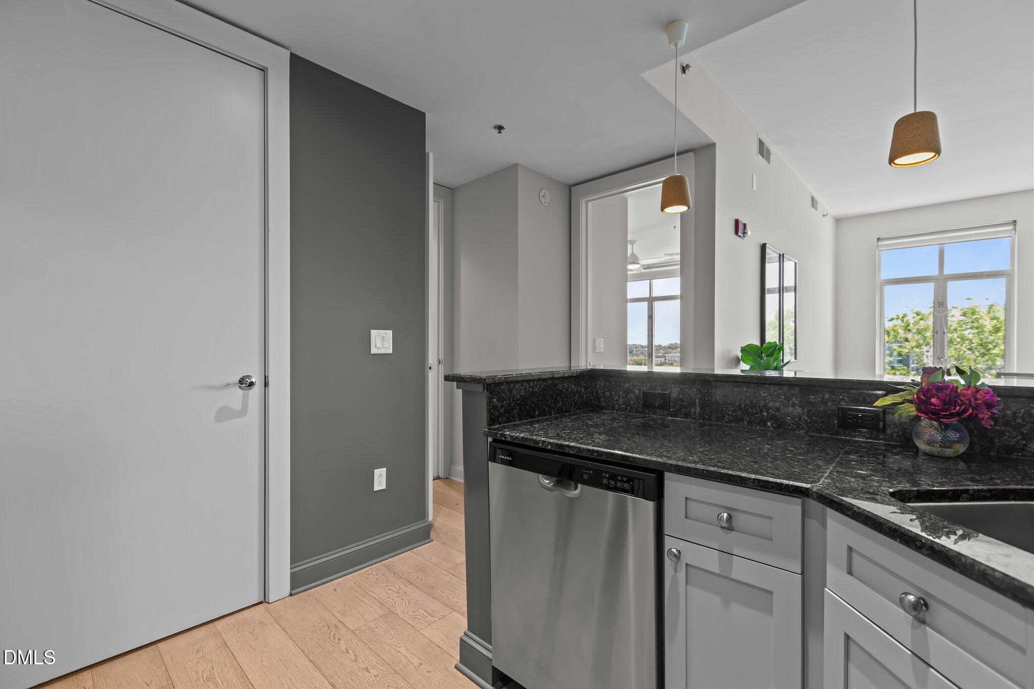 618 North Boylan Avenue, Unit 810 Raleigh, NC 27603 - Photo 20 of 57 a kitchen with granite countertop a sink and cabinets