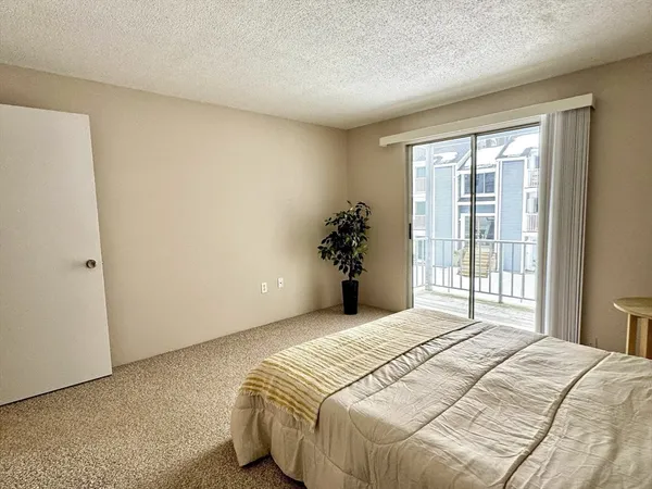 a bedroom with a bed and a couch