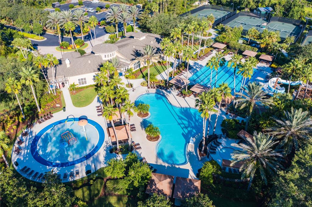 2409 Spring Hollow Loop Wesley Chapel, FL 33544 - Photo 42 of 47 an aerial view of a swimming pool a yard and plants
