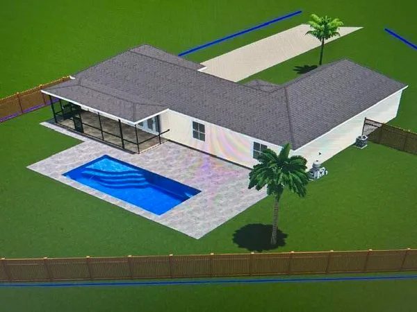 an aerial view of a house