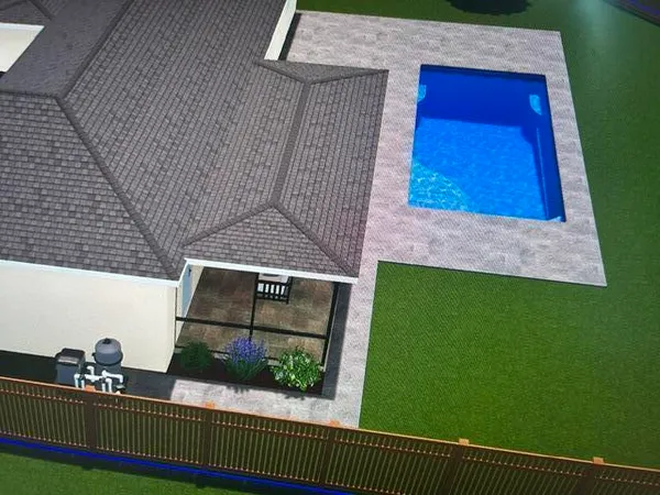 a view of a small yard in front of a house