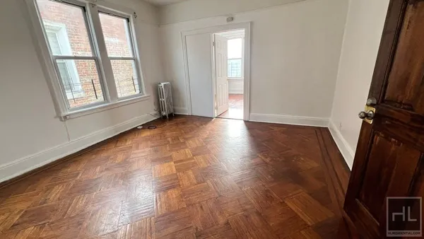 an empty room with windows