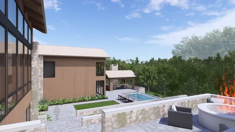 a view of a patio in backyard