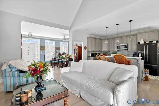 a view of a backyard with large trees