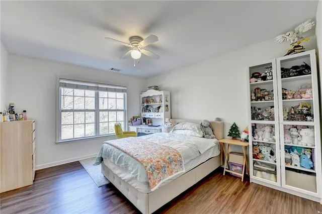 an aerial view of a house with swimming pool