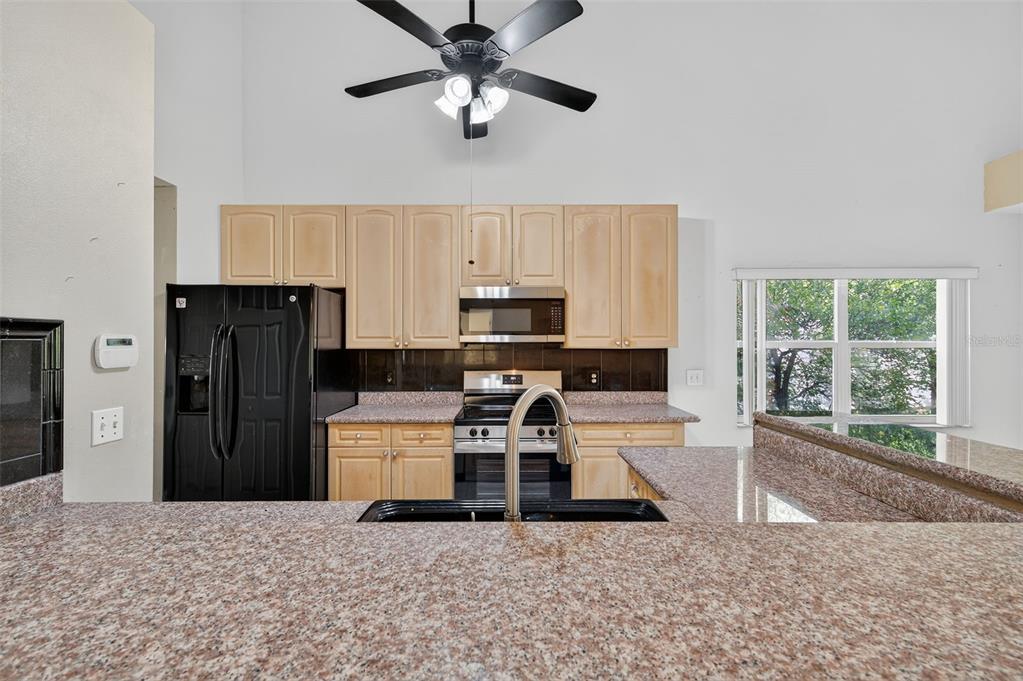 148 Lookout Drive Apollo Beach, FL 33572 - Photo 31 of 71 a kitchen with stainless steel appliances granite countertop a refrigerator a stove top oven a sink and dishwasher