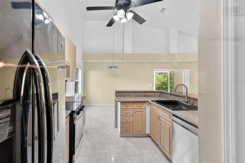 148 Lookout Drive Apollo Beach, FL 33572 - Photo 38 of 71 a kitchen with stainless steel appliances granite countertop a sink a stove a refrigerator and cabinets