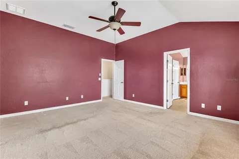 a view of a livingroom with a ceiling fan