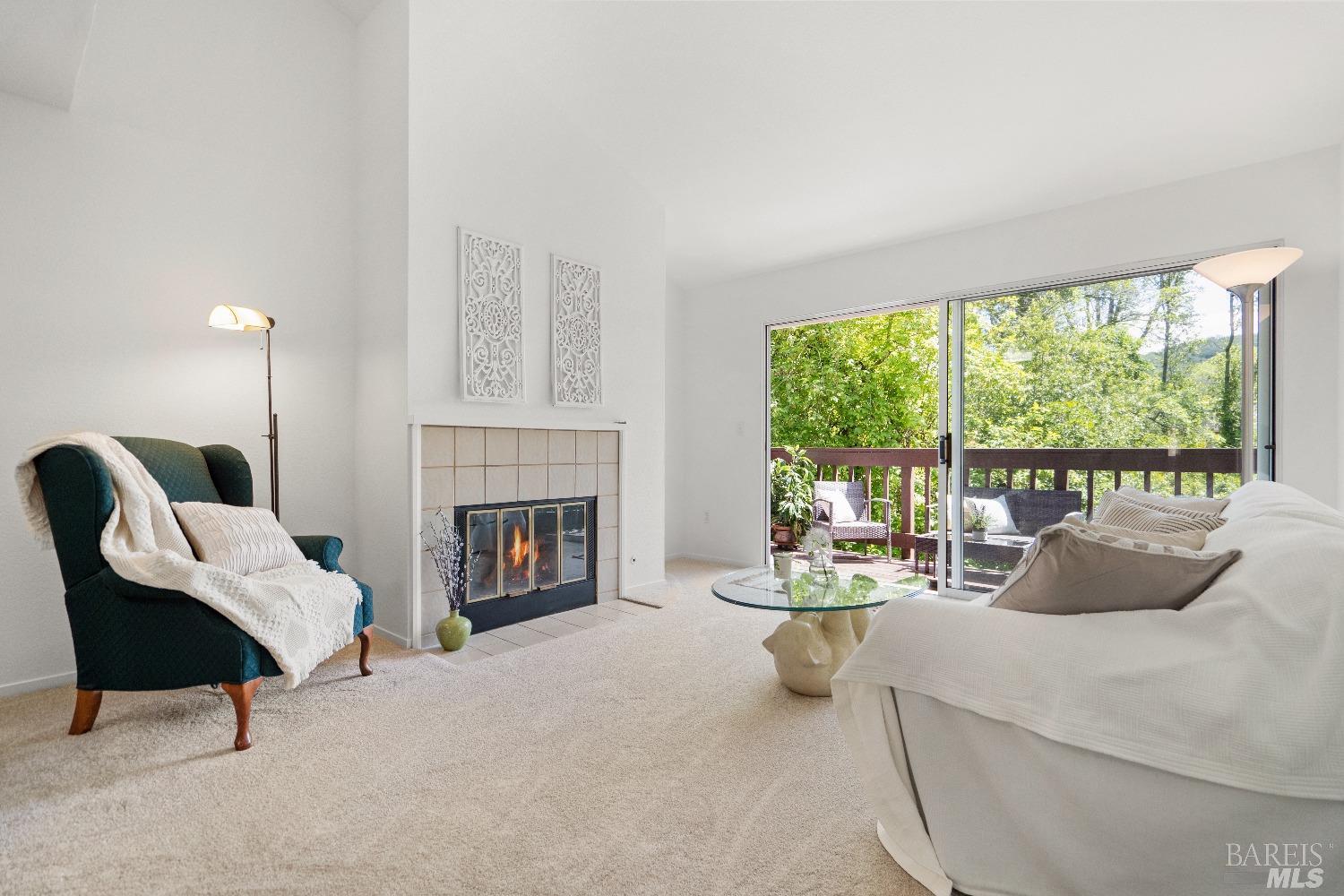 425 Enfrente Road, Unit B Novato, CA 94949 - Photo 1 of 1 a living room with furniture and a fireplace