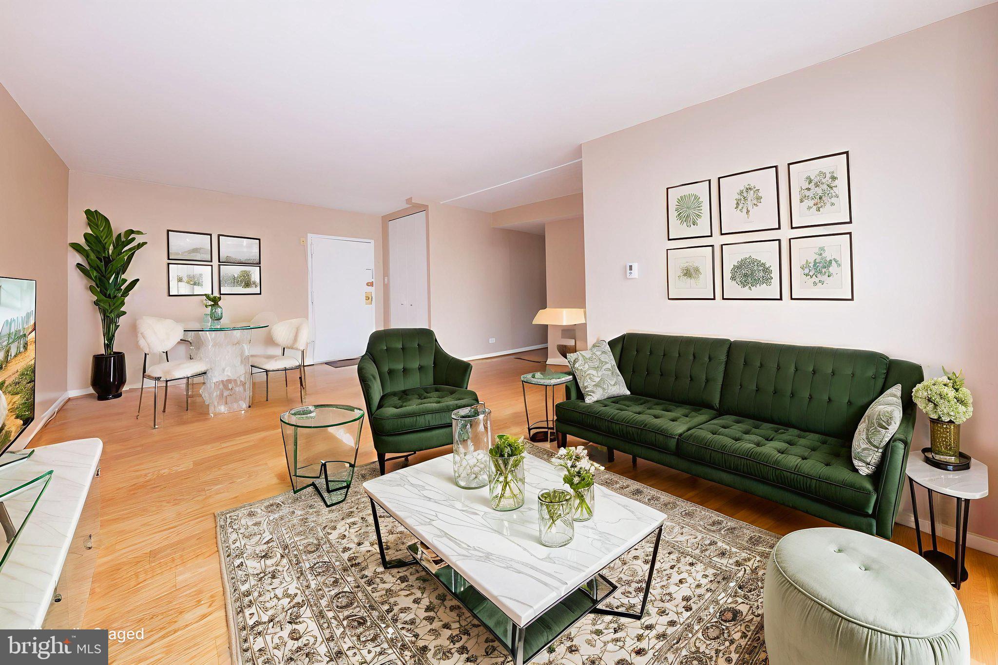 1260 21st Street Northwest, Unit 1004 Washington, DC 20036 - Photo 6 of 27 a living room with furniture a rug and a painting on the wall