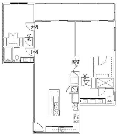 a kitchen with kitchen island a sink stove and refrigerator